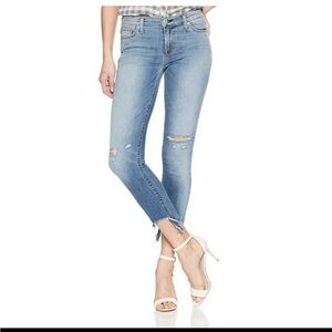 Hudson Tally Mid-Rise Skinny Crop Distressed Jeans